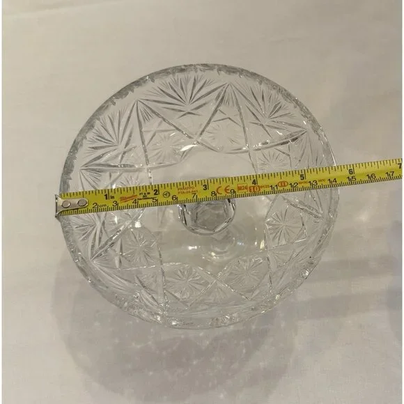 American Brilliant Cut Lead Crystal Compote EAP Pedestal Dish Footed Candy Bowl